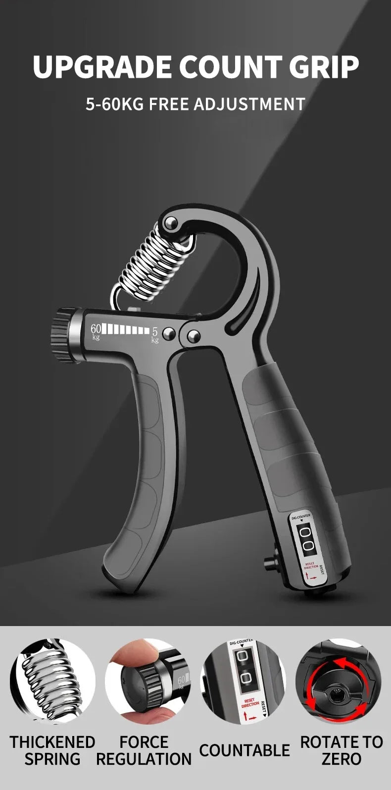 FORCEGRIP PRO - Adjustable Hand Gripper Kit with Rep Counter | Professional Forearm, Wrist & Finger Strengthener for Athletes & Rehabilitation